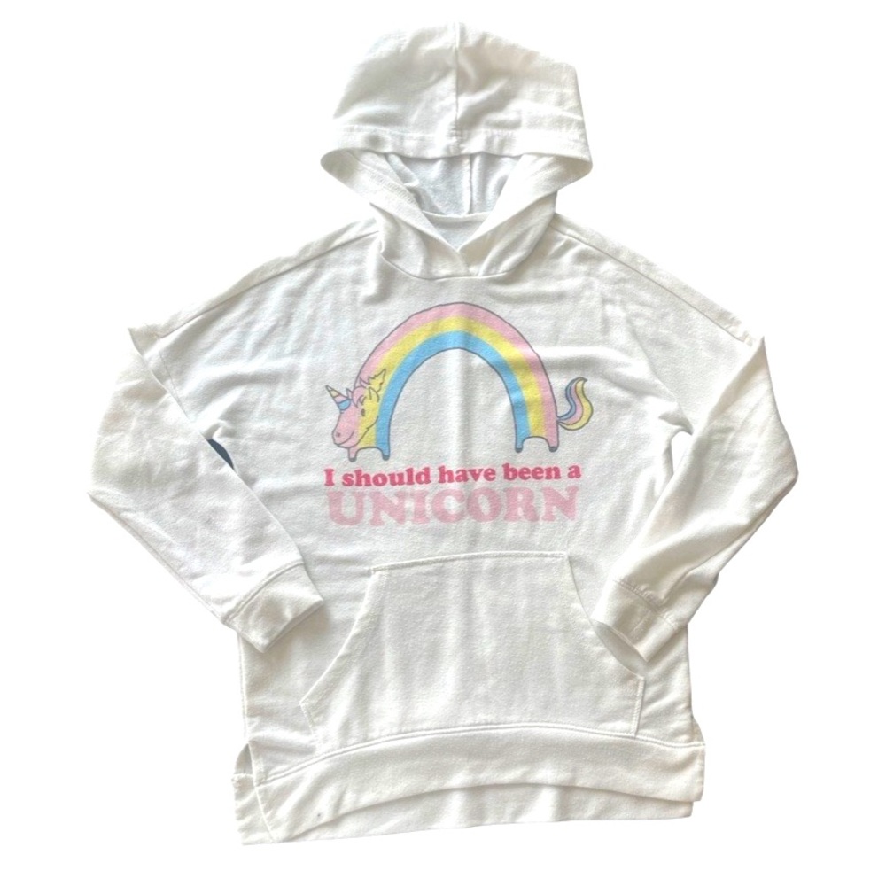 Girls Hooded Unicorn Sweatshirt, Medium, Well Worn Brand